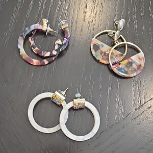 BaubleBar Multicolor & White Resin Hoop Earring Set